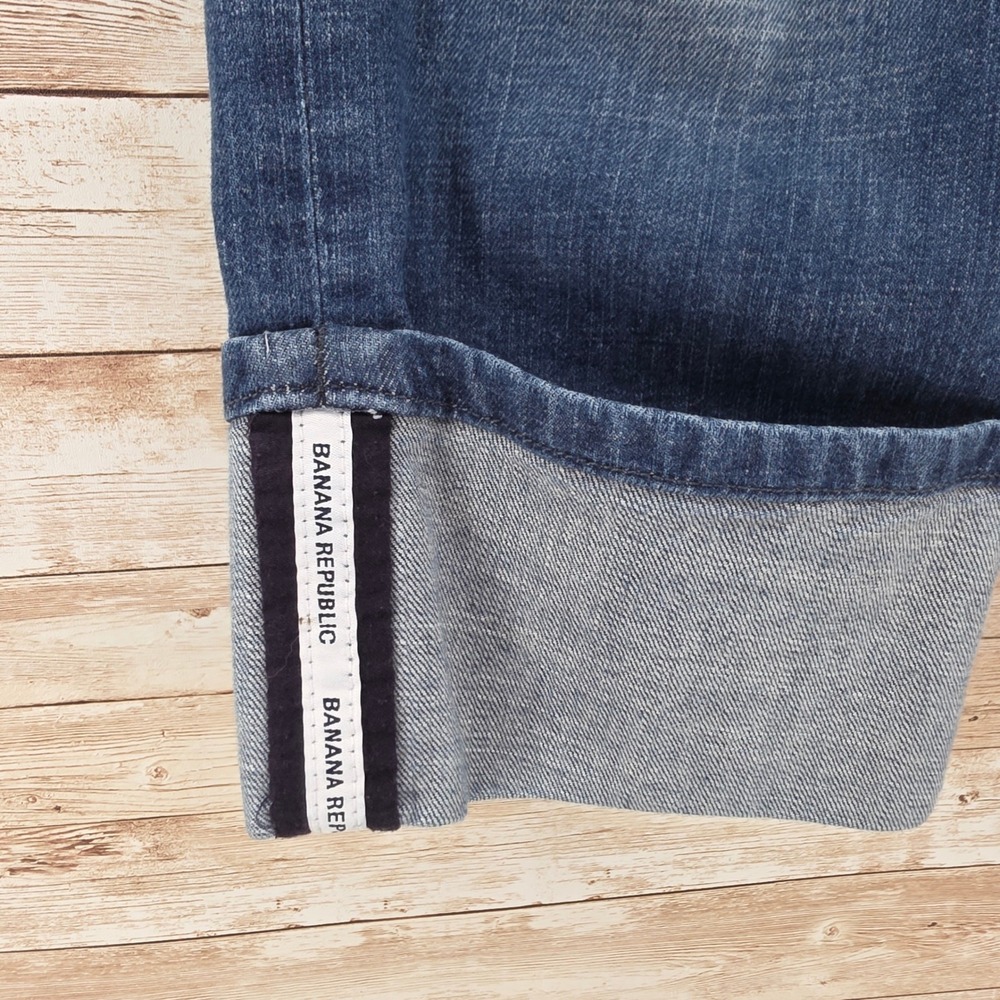 Banana Republic Jeans Size 30 10 Capri Low Rise Medium Wash Cuffed Blue Stretch - Picture 3 of 9